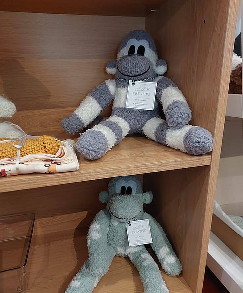Handmade children's soft toys monkeys by Shell B Creative