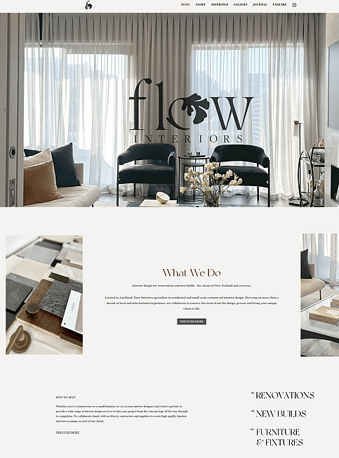 Flow Interiors Website designed by Honeydew Creative