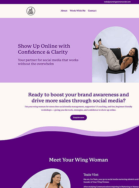 Your Wing Woman website designed by Honeydew Creative