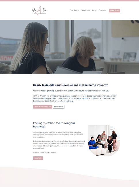 Your A Team website designed by Honeydew Creative