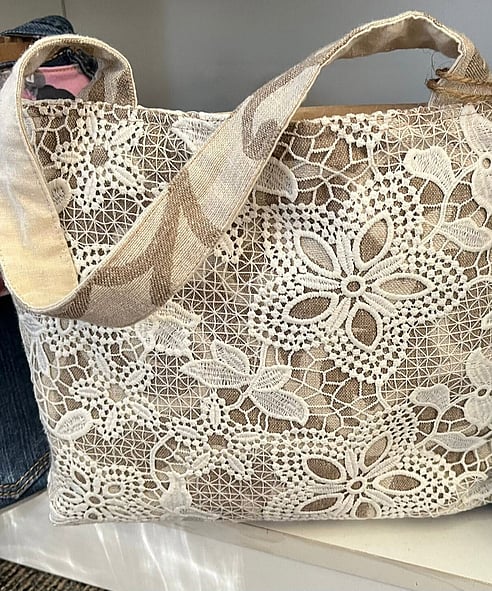 Handmade lace handbag by Paper and Lace