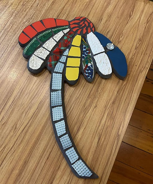Handmade mixed-media mosaic by Raewyn's Mosaics