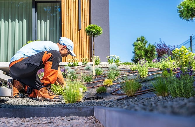 man doing landscape gardening