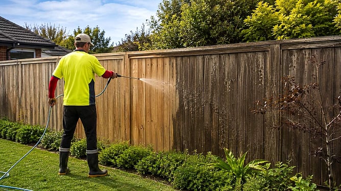 fence being cleaned by DryGutts Hamilton ai