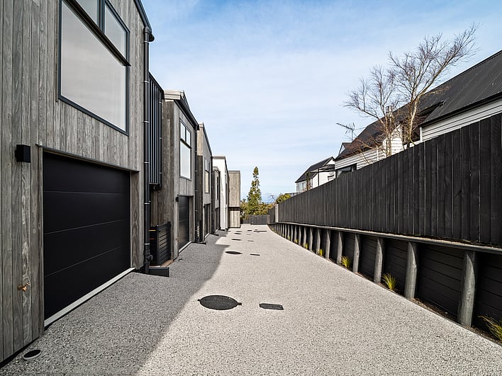 Exterior image of Highgate Ridge townhouses in Maori Hill. Built by MJW Homes. Dunedin, Otago.