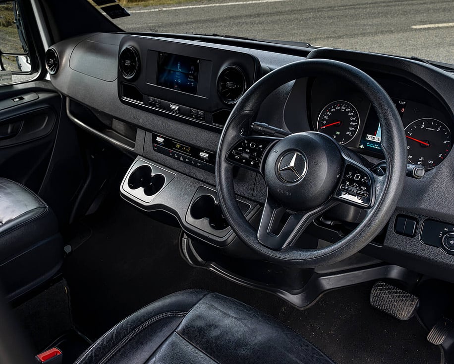 Mercedes Sprinter interior steering wheel and dashboard