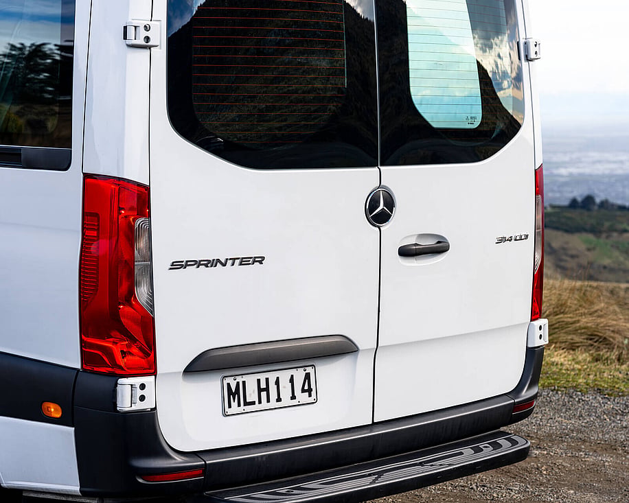 Mercedes Sprinter rear view showing number plate