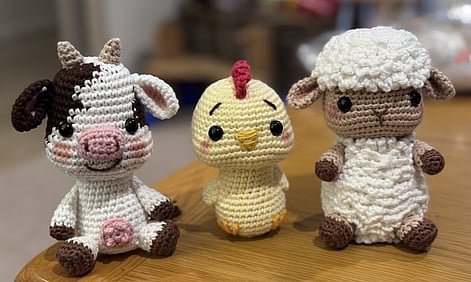 Handmade crochet farm animals by Crafty Kiwi