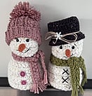 Handmade crochet snowmen by Crafty Kiwi