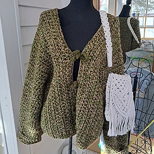 Handmade crochet garment by Damn She's Fine Art