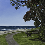 Original oil painting coastal by Mary Kusabs