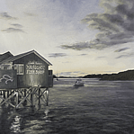 Original oil seaside painting by Mary Kusabs