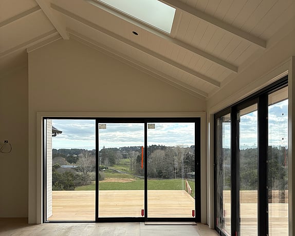 View from main living room showing deck and view of country side