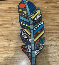 Handmade mixed-media feather mosaic by Raewyn's Mosaics