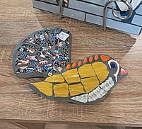 Handmade mixed-media fantail mosaic by Raewyn's Mosaics