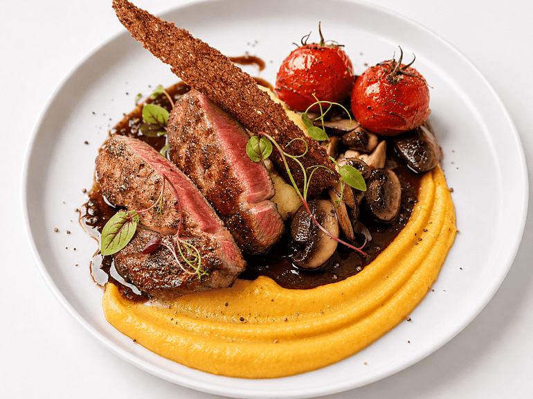 Freshly prepared steak at Game Keepers Restaurant