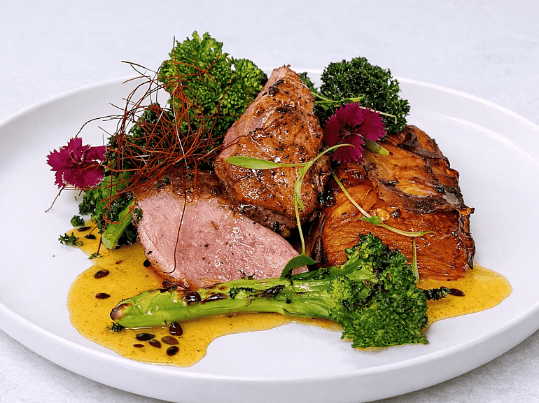 Fine dining dish at Game Keepers Restaurant in West Auckland