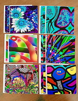 Cards artwork clothing by Sue Lowe