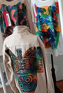 Maori Textile artwork clothing by Sue Lowe