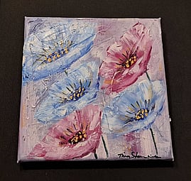 Expressive floral oil painting by Tina Steunebrink