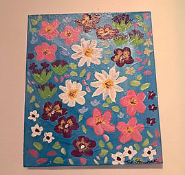 Expressive floral oil painting by Tina Steunebrink