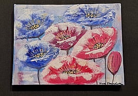 Expressive floral oil painting by Tina Steunebrink