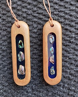 Handcrafted driftwood paua jewellery art by Wood N Things