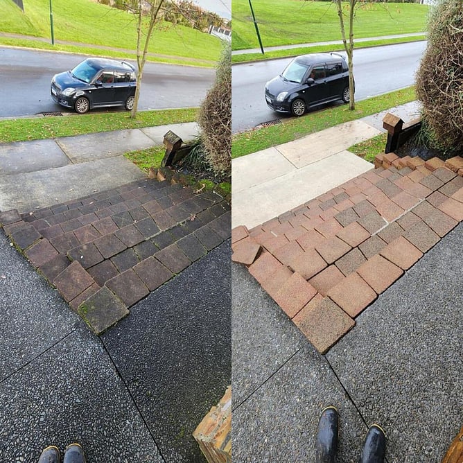 entryway steps for a home before and after of an exterior house clean