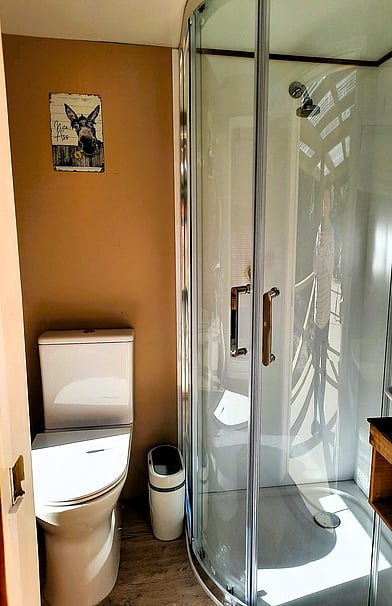 The Shanty private bathroom at Tawa Cove Cabins