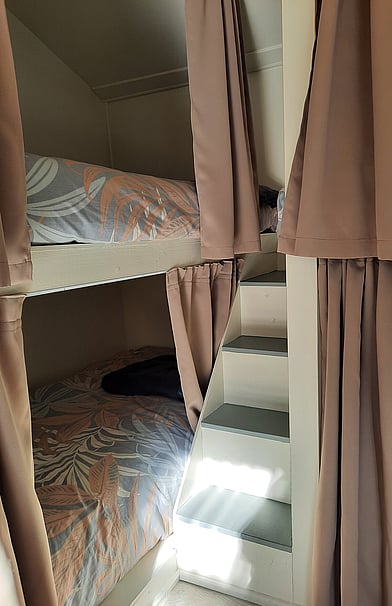 bunk beds in The shanty at Tawa Cove Cabins