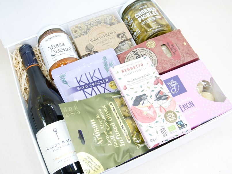 Corporate gift hamper featuring premium New Zealand products for client gifting, staff appreciation and business milestones.
