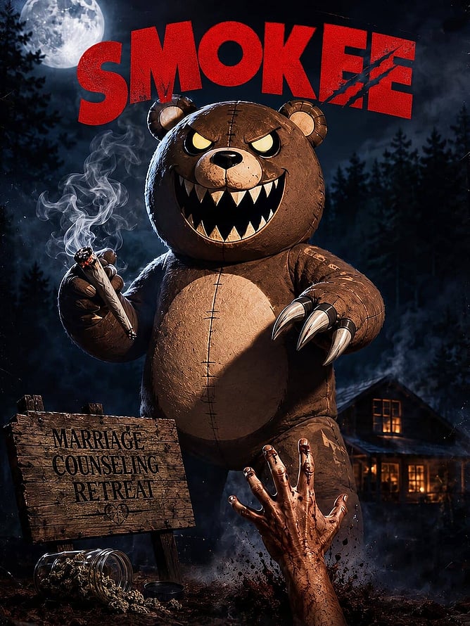 'SMOKEE' 2026 stoner horror-comedy featuring a knife-wielding demon bear