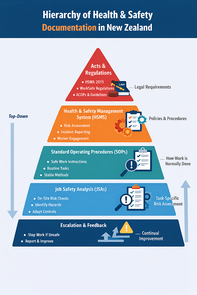 Hierarchy of health and safety documentation in New Zealand Advanced Safety