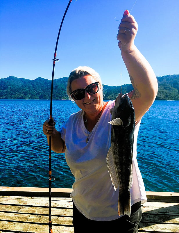 Fishing at Tawa Cove Cabins, Endeavour Inlet, Marlborough Sounds