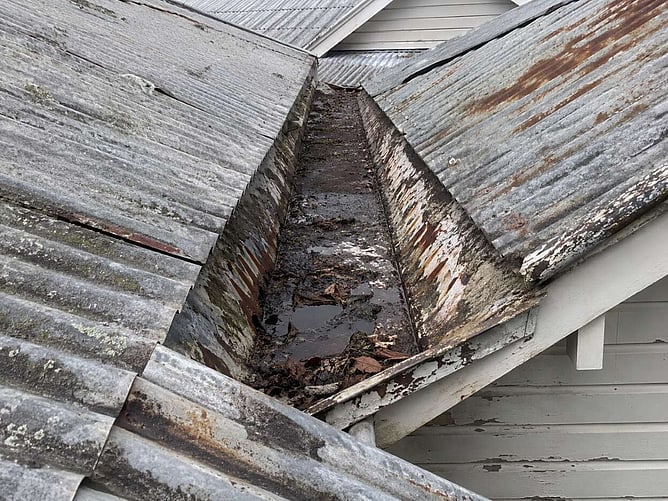 old internal guttering in need of replacement