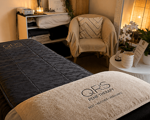 picture of the pemf mat on the massage table in the clinic