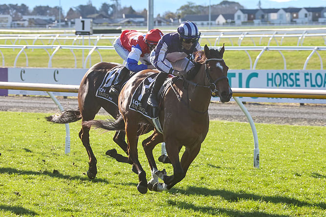 Moving Melody winning the Echoes Of Heaven At Clearview Park Open (1000m) at Riccarton on Saturday. - Photo: Race Images South
