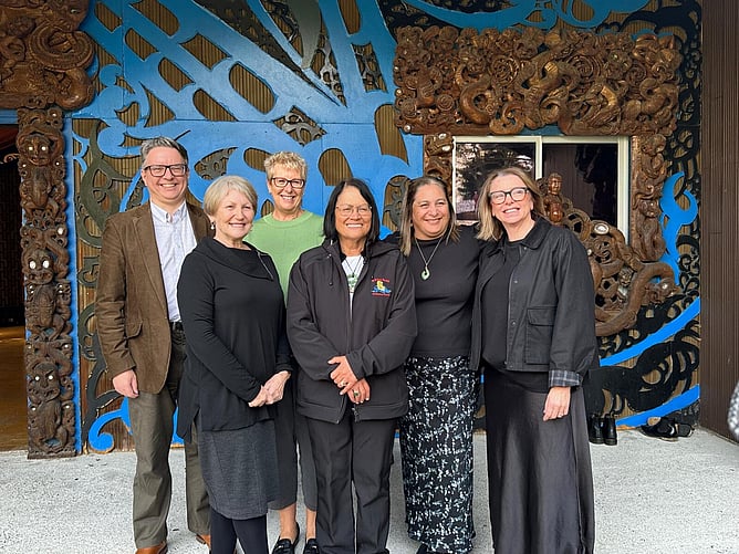 From left: Medical Trustee Aidan O'Donnell, Chair Vicky McLennan, Trust Manager Paula Baker, Te Kōhao Health Managing Director Lady Tureiti Moxon, Independent Trustee Lu-Ana Ngatai, Programme Lead Caity Fiske