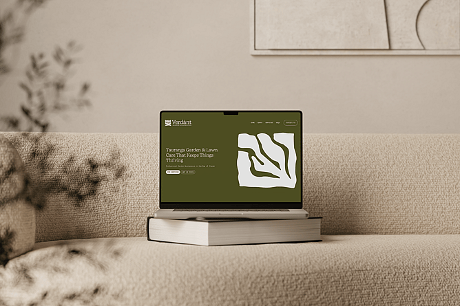 Brand identity applied to a custom business website, showing how logo, colour, typography and graphics work together.