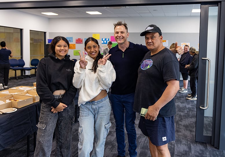 Recipients and whānau talking together after the awards ceremony.