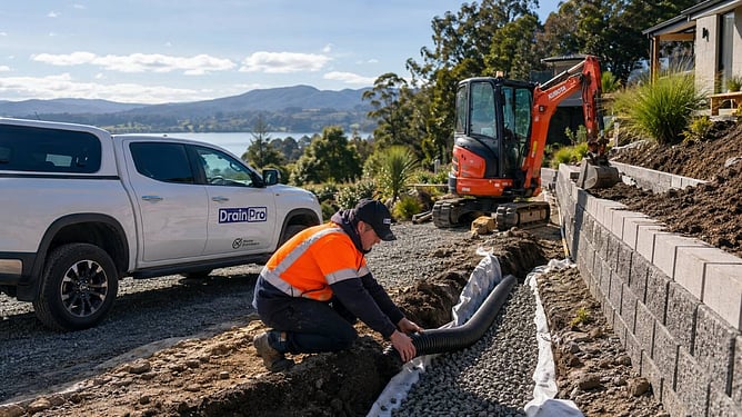 Drainpro putting in drainage for retaining walls on Bay of plenty property ai