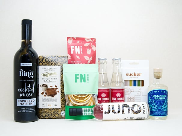 Wine and cocktail gift box NZ with NZ-made products from KYND Gift Boxes
