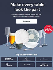 Save up to 20% on tableware at NISBETS