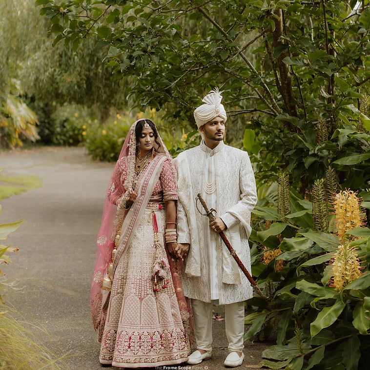 Indian wedding couple portrait at Settlers Country Manor in Auckland