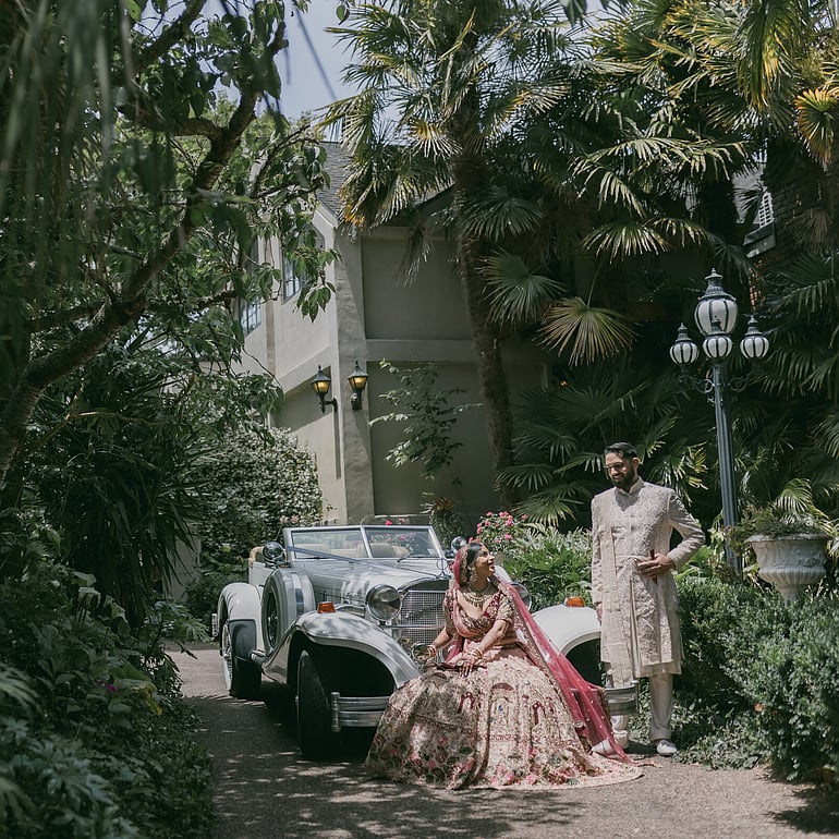 Indian wedding couple portrait at Settlers Country Manor Auckland