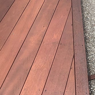 Close up of Kwila hardwood decking timber 
