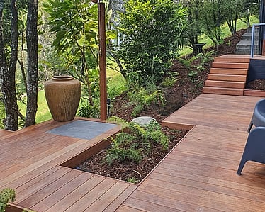 decking for outdoor shower in Tasman home