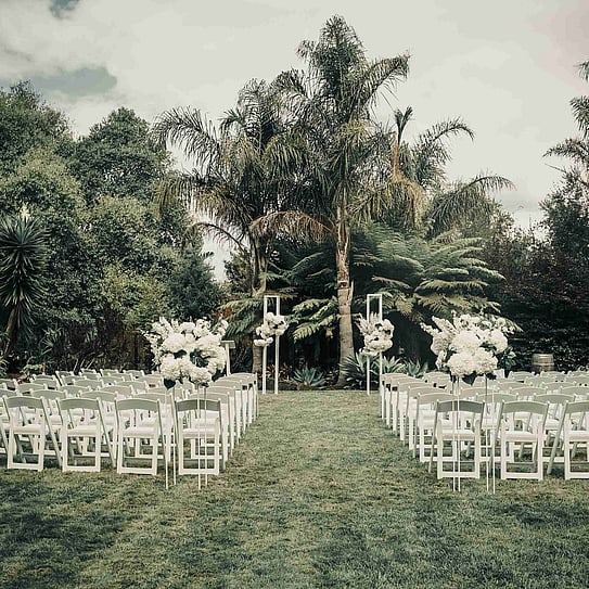outdoor wedding ceremony set up