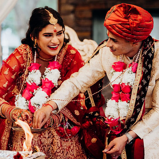 Bride and Groom in Indoor Ceremony