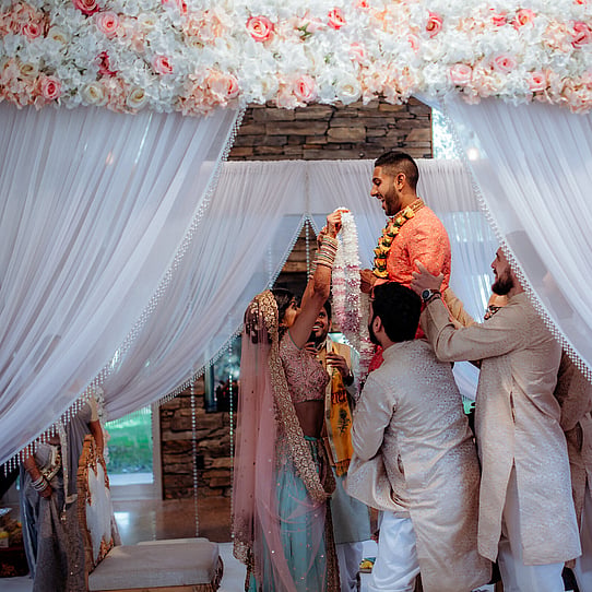 Indoor Wedding Ceremony on Mandap